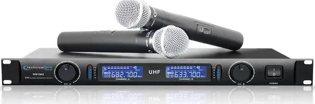 Main image of Technical Pro WM1302 Dual Wireless Microphone System UHF with Two Deluxe Mics