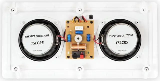 Alt view image 4 of 5 - Theater Solutions TSLCR5 Flush Mount Speakers Dual Woofer In Wall 8 Pack