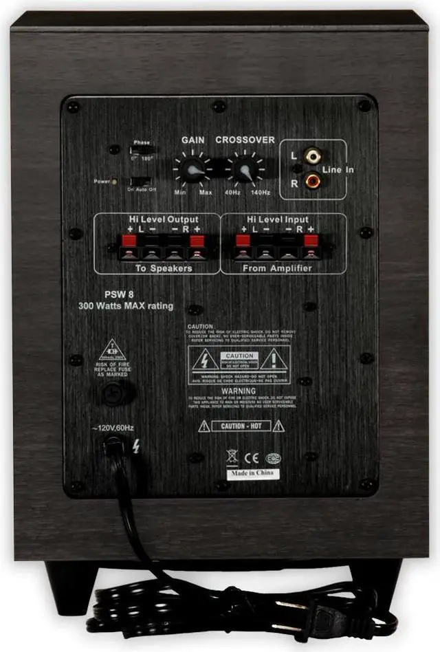 Alt view image 5 of 11 - Acoustic Audio PSW8 300 Watt Black 8" Powered/Active Home Theater Subwoofer