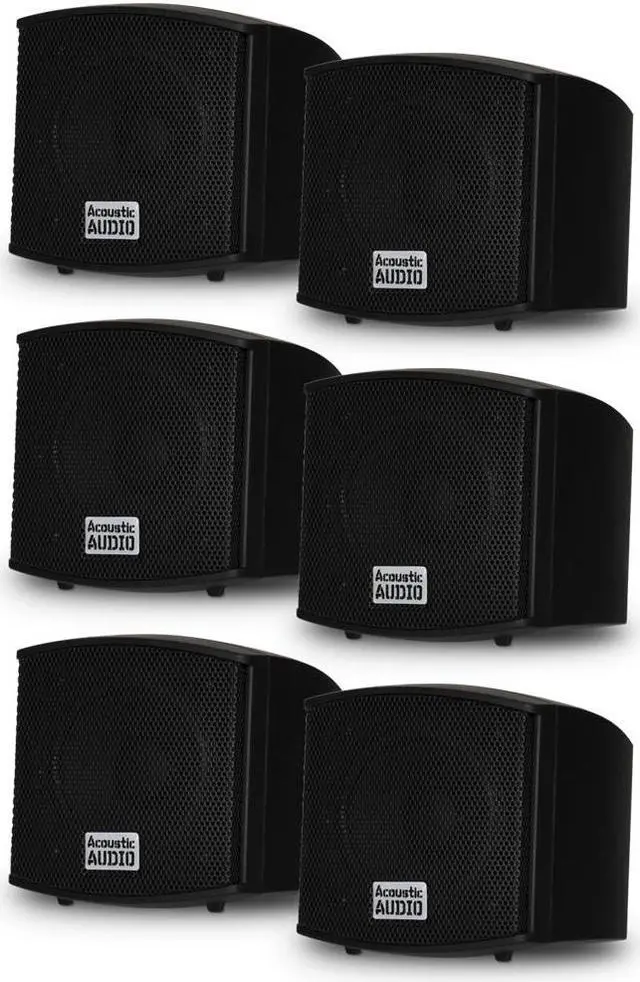 Main image of Acoustic Audio AA321B Mountable Indoor Speakers 1200 Watts Black 3 Pair Pack AA321B-3Pr