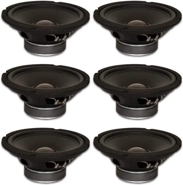 Main image of 6 Goldwood Sound GW-8028 Rubber Surround 8" Woofers 190 Watts each 8ohm Replacement Speakers