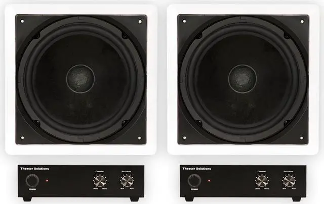 Main image of Theater Solutions TS1000 Flush Mount 10" Subwoofer Speaker and Amp 2 Pack