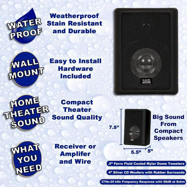Alt view image 2 of 6 - Acoustic Audio 151B Indoor Outdoor 2 Way Speakers 3600 Watt Black 6 Pair Pack 151B-6Pr
