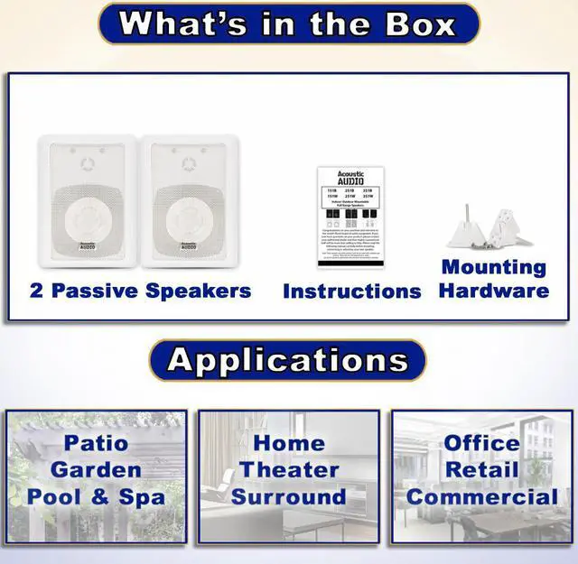 Alt view image 4 of 6 - Acoustic Audio 151W Indoor Outdoor 2 Way Speakers 600 Watt White Pair