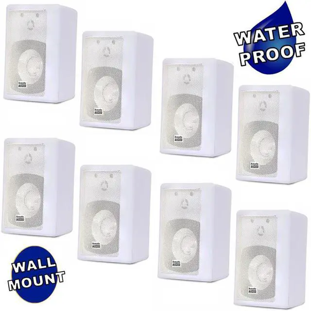Main image of Acoustic Audio 151W Indoor Outdoor 2 Way Speakers 2400 Watt White 4 Pair Pack 151W-4Pr