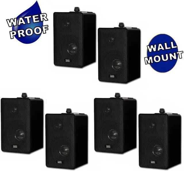 Alt view image 2 of 7 - Acoustic Audio 251B Indoor Outdoor 3 Way Speakers 1200 Watt Black 3 Pair Pack 251B-3Pr