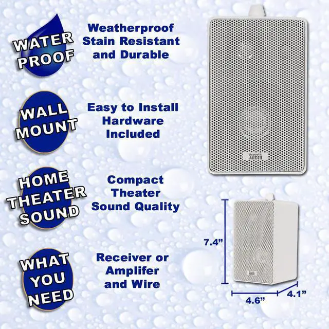 Alt view image 2 of 8 - Acoustic Audio 251W Indoor Outdoor 3 Way Speakers 800 Watt White 2 Pair Pack 251W-2Pr
