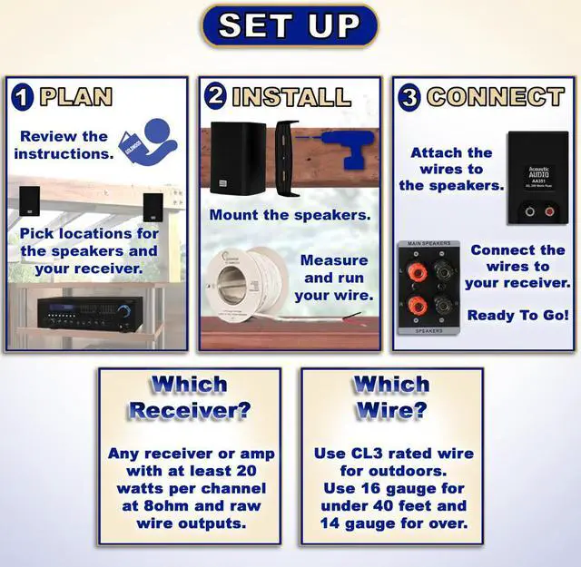 Alt view image 3 of 6 - Acoustic Audio AA351B Indoor Outdoor 2 Way Black Speakers 2000 Watt 4 Pair Pack AA351B-4Pr