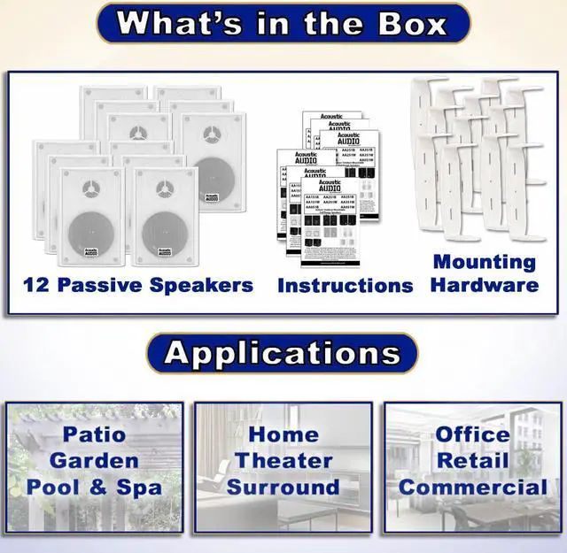 Alt view image 4 of 6 - Acoustic Audio AA351W Indoor Outdoor 2 Way Speakers 3000 Watt White 6 Pair Pack AA351W-6Pr