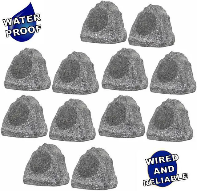 Main image of Theater Solutions 12R6G Outdoor Granite 6.5" Rock 12 Speaker Set for Deck Pool Spa Yard Garden