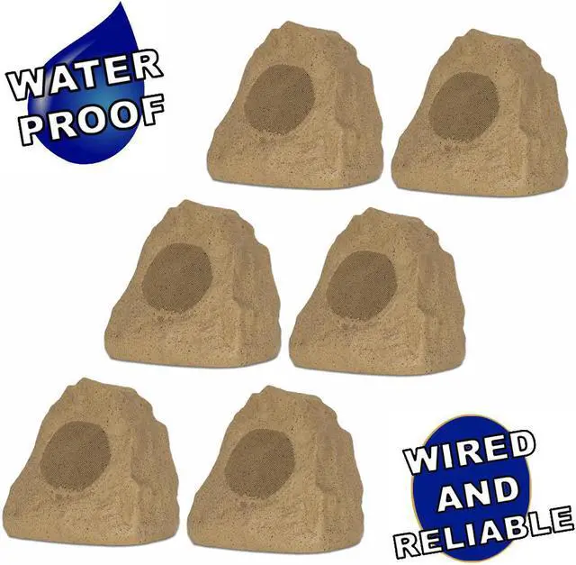 Main image of Theater Solutions 6R4S Outdoor Sandstone Rock 6 Speaker Set for Yard Patio Pool Spa