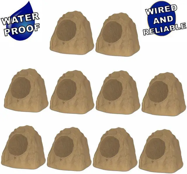 Main image of Theater Solutions 10R8S Outdoor Sandstone 8" Rock 10 Speaker Set for Deck Pool Spa Yard Garden
