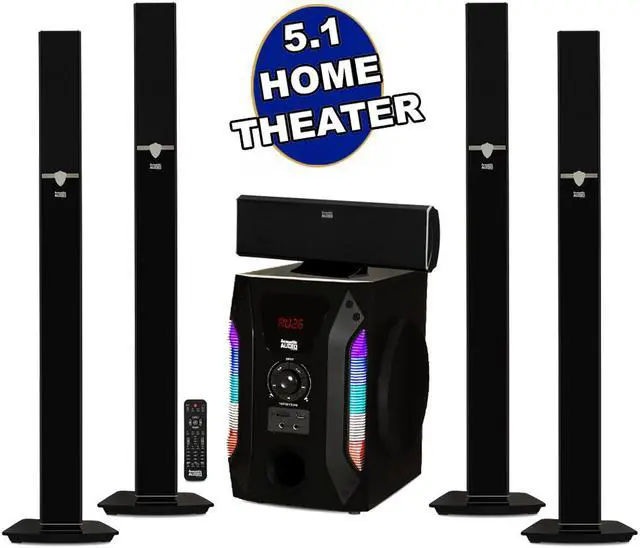 Main image of Acoustic Audio AAT1003 Bluetooth Tower 5.1 Home Theater Speaker System with 8" Powered Subwoofer