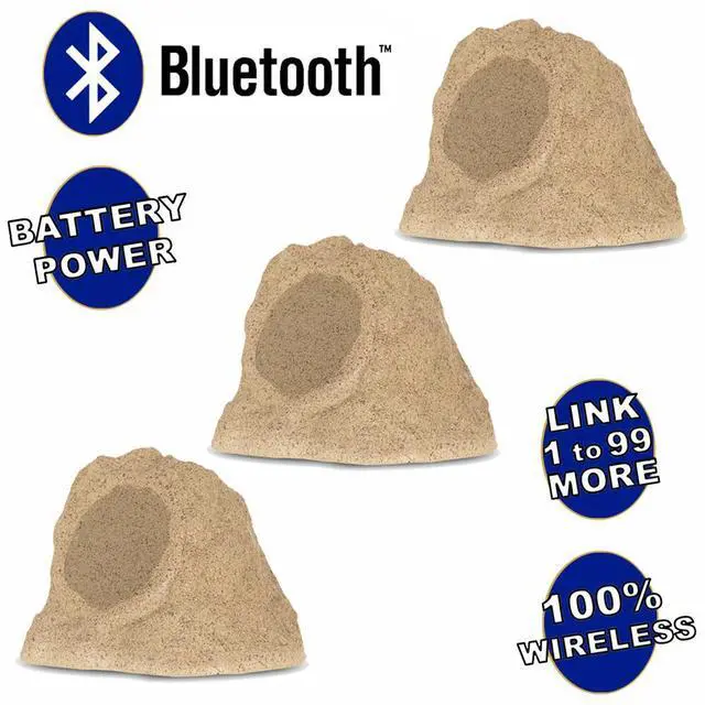 Main image of Theater Solutions B62S Fully Wireless 300 Watt Rechargeable Battery 6.5" Bluetooth Rock 3 Speaker Set Sandstone Link Up To 99 Speakers Wirelessly
