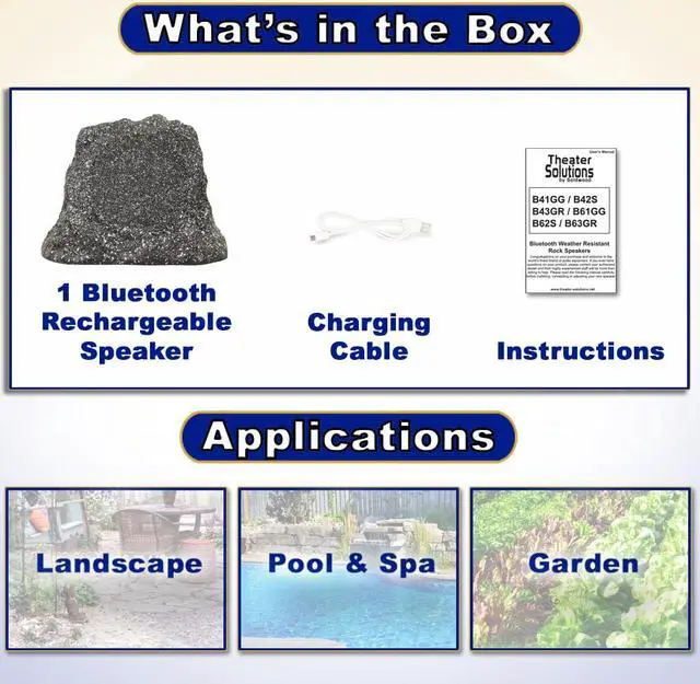 Alt view image 4 of 7 - Theater Solutions B61GG Fully Wireless 100 Watt Rechargeable Battery Bluetooth 6.5" Rock Speaker Granite Grey Link Up To 99 Speakers Wirelessly