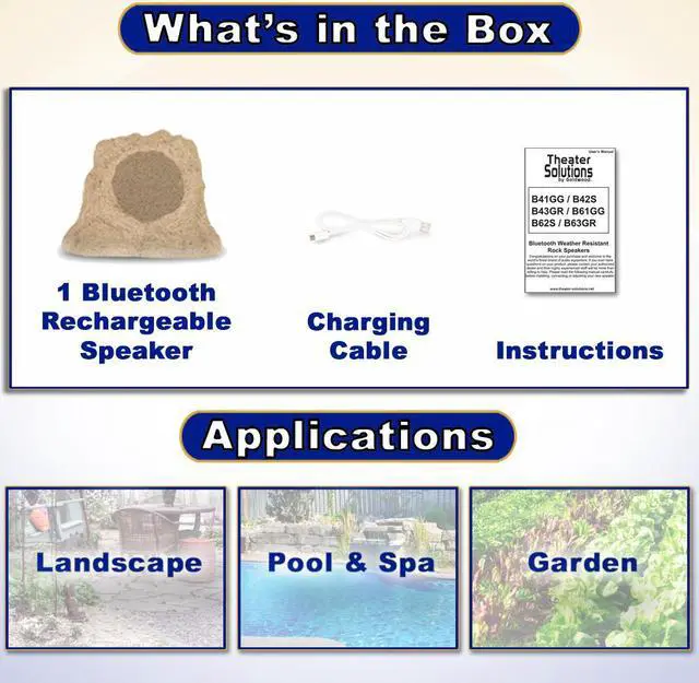 Alt view image 4 of 7 - Theater Solutions B62S Fully Wireless 100 Watt Rechargeable Battery Bluetooth 6.5" Rock Speaker Sandstone Link Up To 99 Speakers Wirelessly