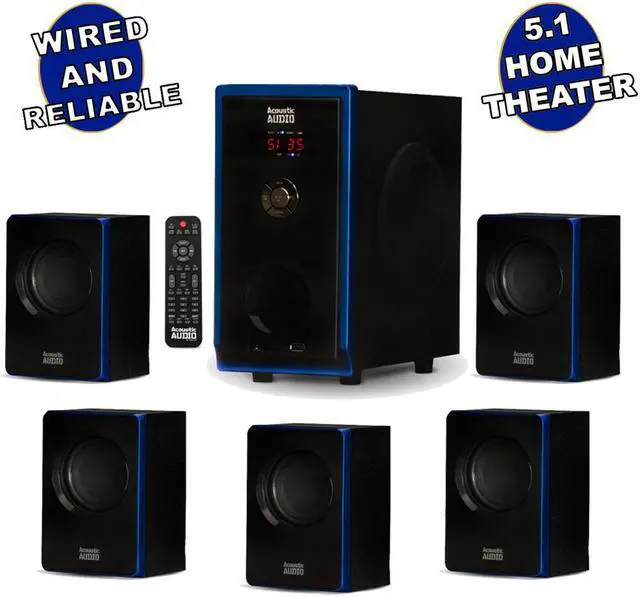 Main image of Acoustic Audio AA5102 Bluetooth Powered 5.1 Speaker System Home Theater Surround Sound