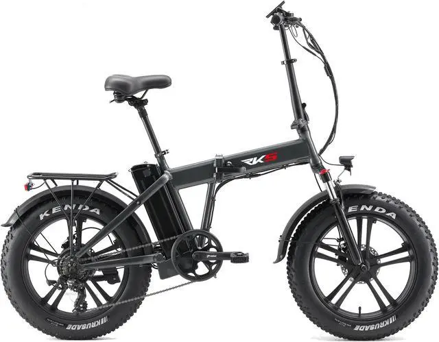 Alt view image 2 of 7 - RKS Foldable Electric Bike with 750W Motor, 48V 14.5Ah Battery, 20'' Fat Tires, LCD Display, LED Lights, 7-Speed Gears, Up to 24MPH - Gray/Black