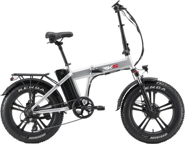 Alt view image 2 of 7 - RKS Foldable Electric Bike with 750W Motor, Electric Bicycle with 48V 14.5Ah Battery, 20'' Fat Tires, LCD Display, Front and Rear LED Lights, Professional 7-Speed Gears, Up to 24MPH - Silver/Black