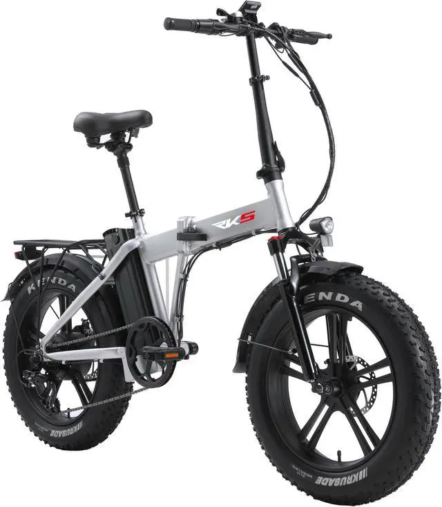Main image of RKS Foldable Electric Bike with 750W Motor, Electric Bicycle with 48V 14.5Ah Battery, 20'' Fat Tires, LCD Display, Front and Rear LED Lights, Professional 7-Speed Gears, Up to 24MPH - Silver/Black