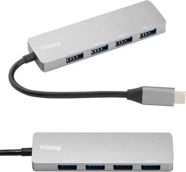 Alt view image 5 of 6 - Frisby USB C Hub, Aluminum Type C Adapter with 4 USB 3.0 High Speed Ports, Portable for MacBook Pro 2018 2017 iMac, Google Chromebook Pixelbook, XPS, Samsung S9, S8 & more, Plug and Play, Gray