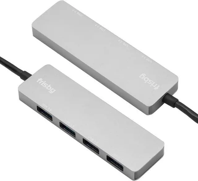 Alt view image 6 of 6 - Frisby USB C Hub, Aluminum Type C Adapter with 4 USB 3.0 High Speed Ports, Portable for MacBook Pro 2018 2017 iMac, Google Chromebook Pixelbook, XPS, Samsung S9, S8 & more, Plug and Play, Gray