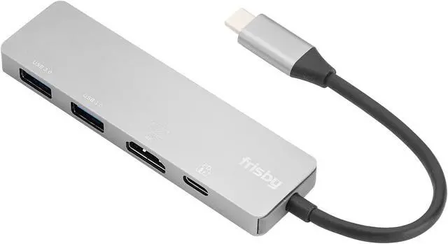 Main image of Frisby USB Type-C Hub, Hub Adapter With USB C Charging Port, 4K HDMI, 2 USB 3.0 Ports, Compatible For MacBook Pro 2018 2017 2016, Google Chromebook Pixelbook, XPS, Samsung S9, S8 & more, Plug and Play