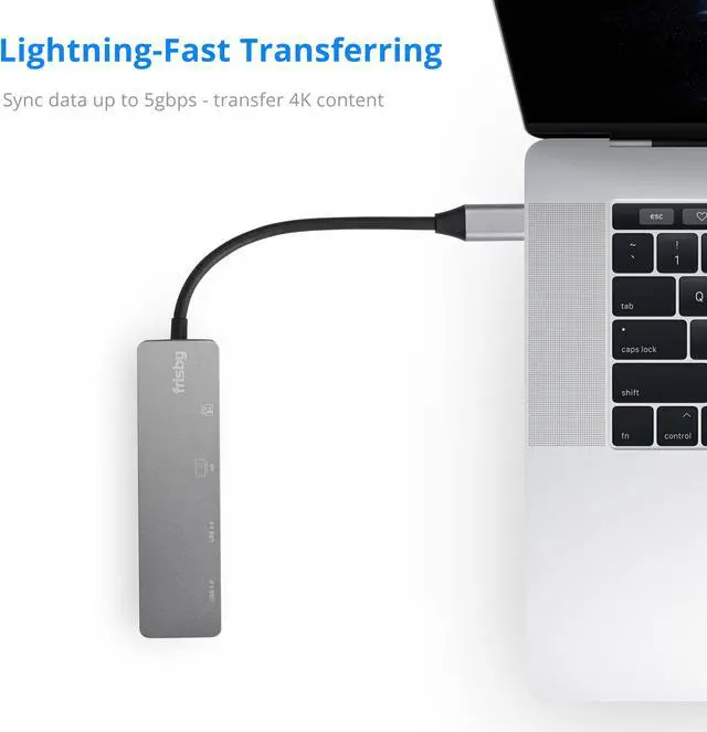 Alt view image 4 of 7 - Frisby USB Type-C Hub, Hub Adapter With USB C Charging Port, 4K HDMI, 2 USB 3.0 Ports, Compatible For MacBook Pro 2018 2017 2016, Google Chromebook Pixelbook, XPS, Samsung S9, S8 & more, Plug and Play