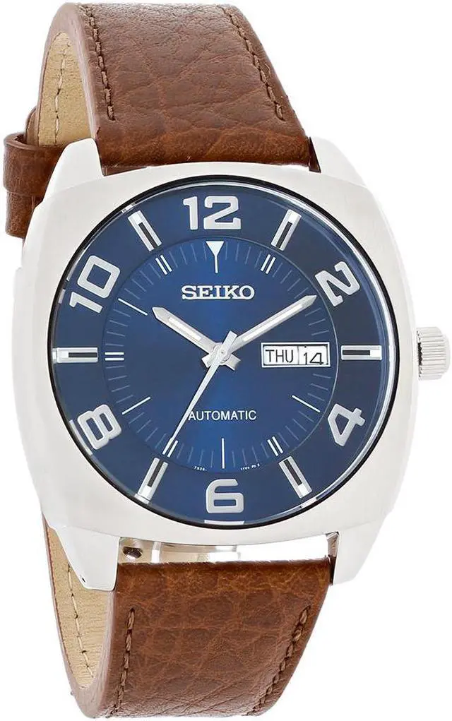 Alt view image 6 of 9 - Seiko Men's SNKN37 Stainless Steel Automatic Self-Wind Watch with Brown Leather Band