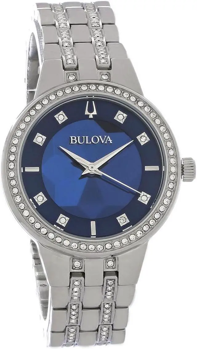 Main image of Bulova Ladies Phantom Blue Dial Stainless Steel Crystal Quartz Watch 96L276