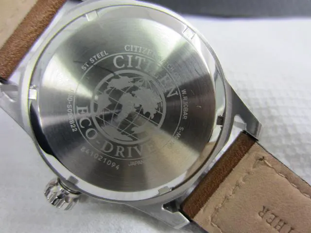 Alt view image 17 of 19 - Citizen AW1361-10H Men's Avion Eco-Drive Charcoal Dial Brown Leather Strap Watch
