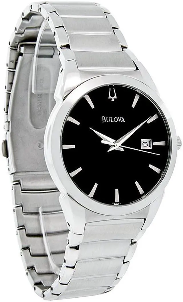 Alt view image 19 of 20 - Bulova Steel Bracelet Date Window Black Dial Men's watch #96B149