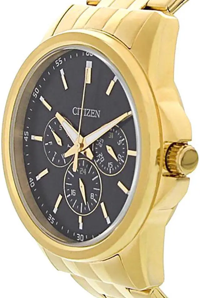 Alt view image 2 of 4 - Citizen Quartz Multifunction Mens Black Dial Gold Tone Watch AG8342-52L