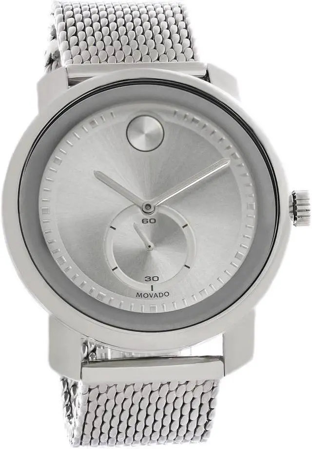 Alt view image 10 of 14 - Movado Bold Sport Mens Silver Dial Mesh Bracelet Swiss Quartz Watch 3600768