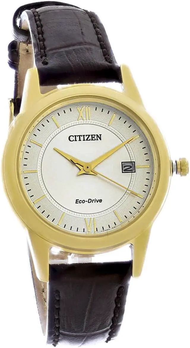 Alt view image 6 of 8 - Women's Citizen Eco-Drive Brown Leather Strap Watch FE1082-05A