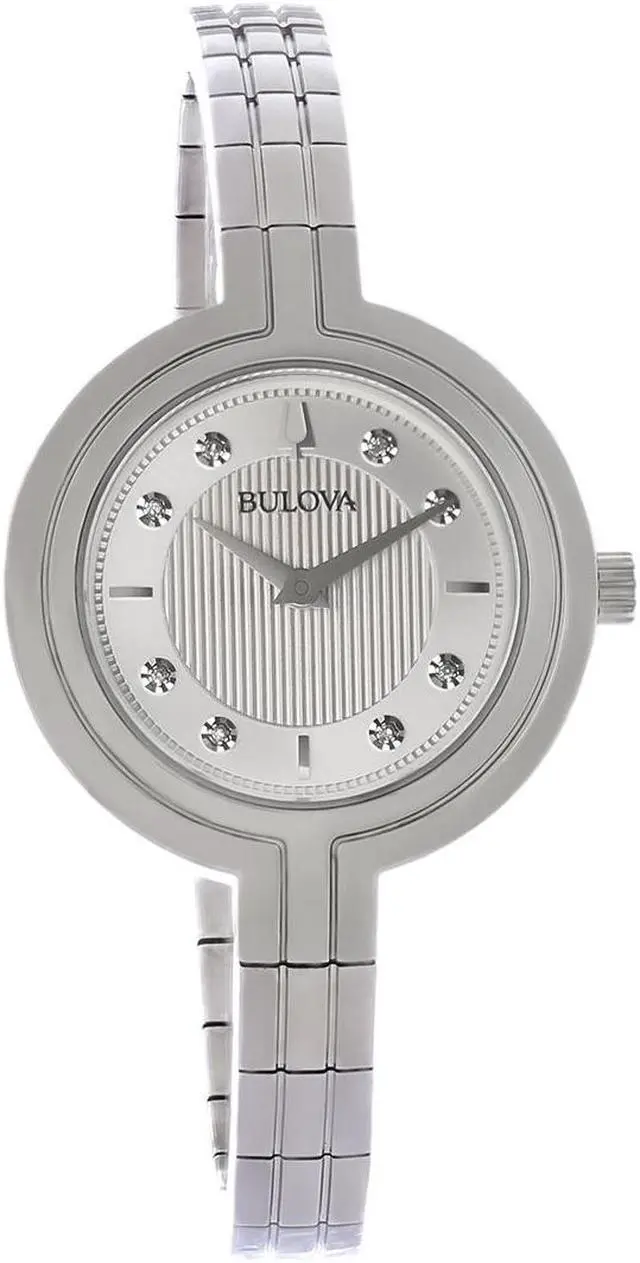 Alt view image 2 of 4 - bulova rhapsodyquartz ladies watch, stainless steel diamond , silver-tone (model: 96p214)