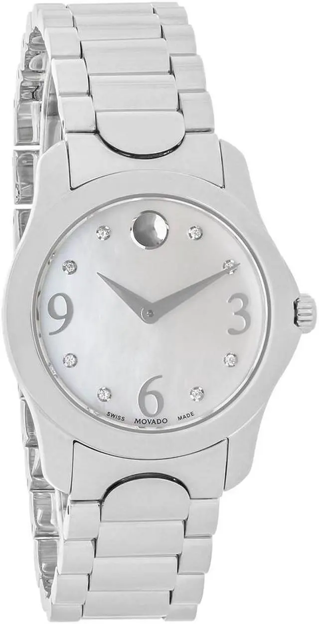 Alt view image 8 of 15 - Movado Diamond Mother of Pearl Dial Stainless Steel Ladies Watch 0606696