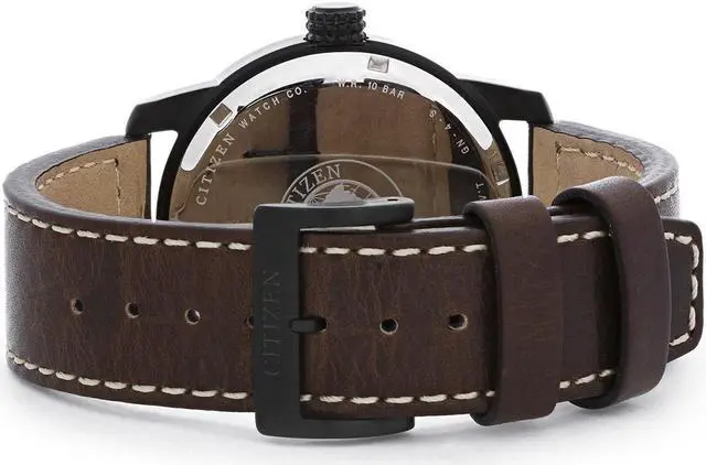 Alt view image 8 of 10 - Men's Citizen Chandler Dark Brown Leather Band Watch BM8478-01L