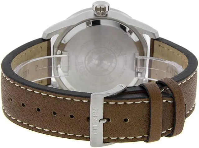 Alt view image 15 of 19 - Citizen AW1361-10H Men's Avion Eco-Drive Charcoal Dial Brown Leather Strap Watch
