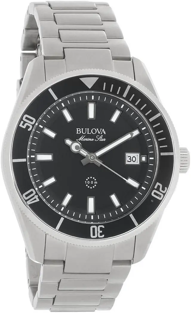 Alt view image 11 of 12 - Bulova 98B203 Marine Star Silver-Tone Steel Black Dial Men's Watch