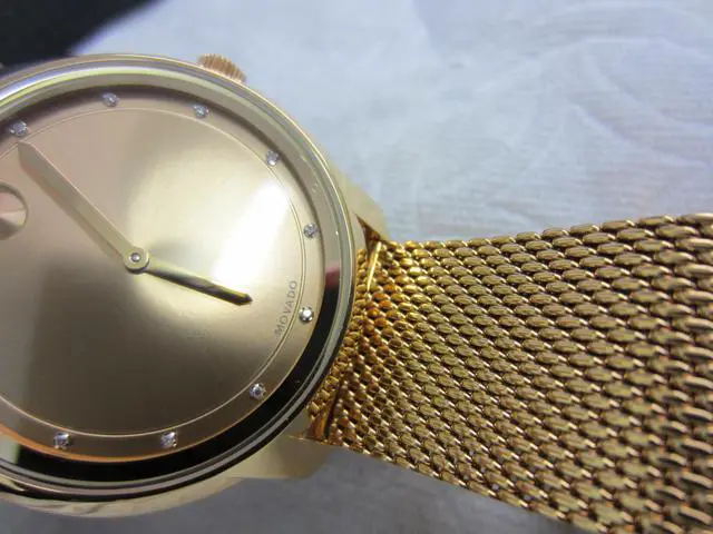 Alt view image 3 of 7 - Movado Bold Mens Gold Dial Mesh Bracelet Swiss Quartz Watch 3600460