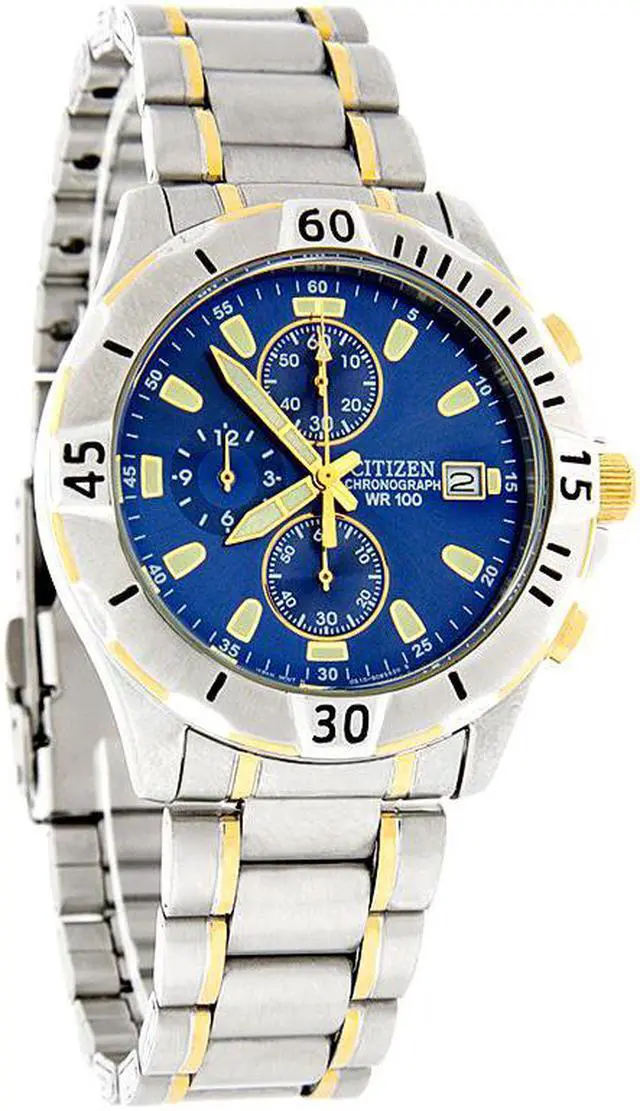 Main image of Citizen Quartz Chronograph Mens Blue Dial Two Tone Watch AN3394-59L