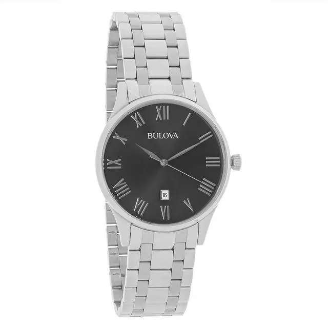Alt view image 13 of 15 - Bulova Mens Charcoal Dial Stainless Steel Dress Quartz Watch 96B261