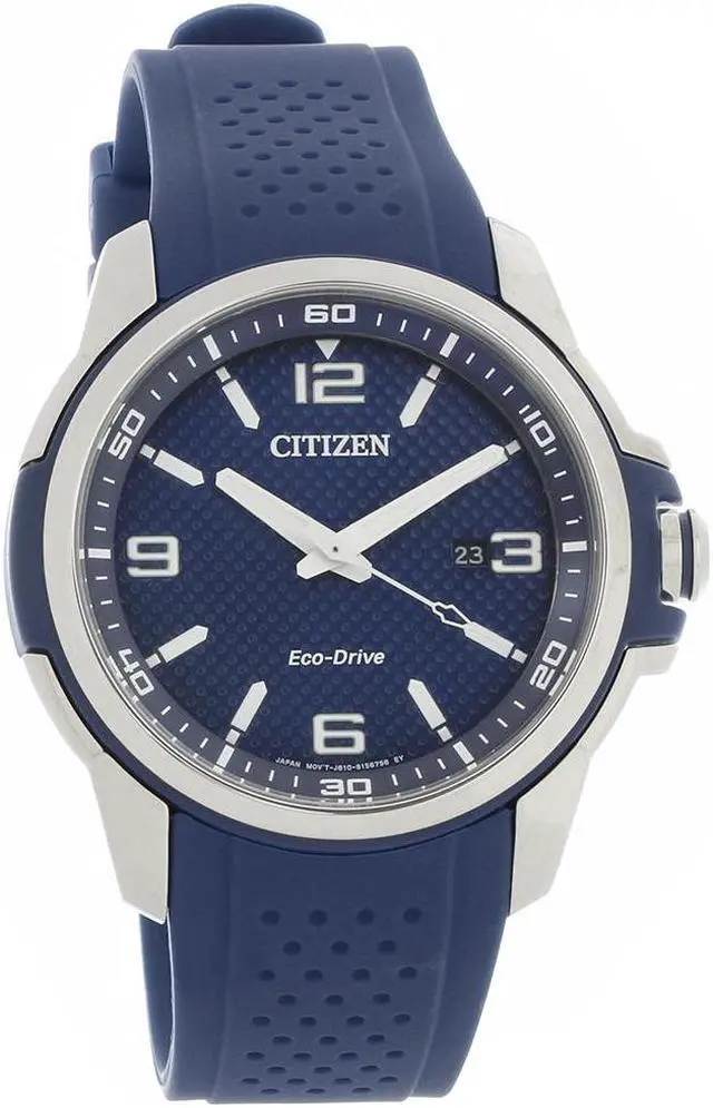 Alt view image 5 of 7 - Men's Citizen Drive Eco-Drive Blue Slicone 45mm Watch AW1158-05L
