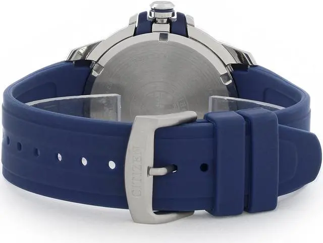 Alt view image 6 of 7 - Men's Citizen Drive Eco-Drive Blue Slicone 45mm Watch AW1158-05L
