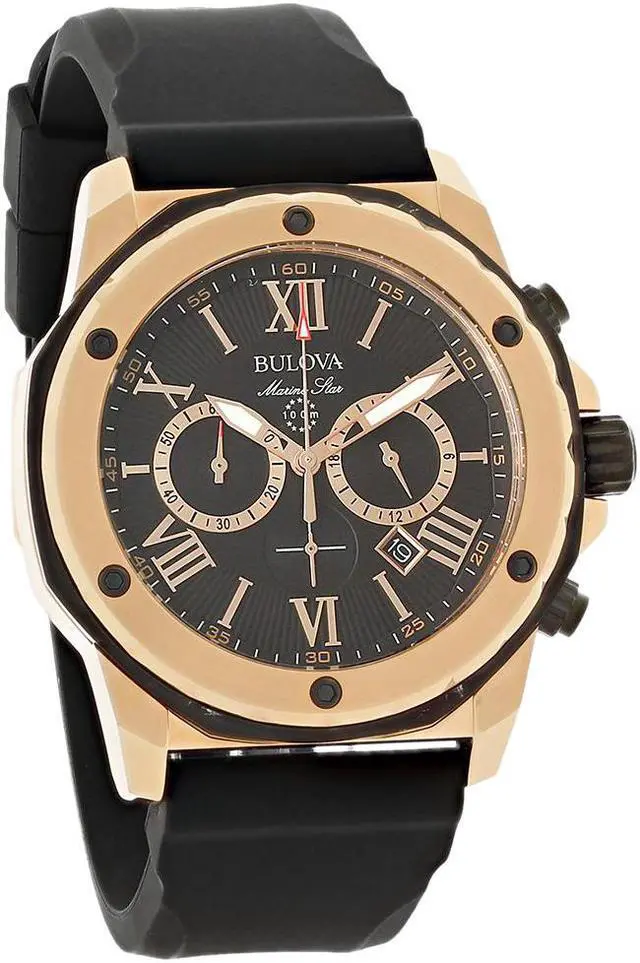 Alt view image 15 of 20 - Bulova Marine Star Mens Rose Gold Tone Quartz Chronograph Watch 98B104