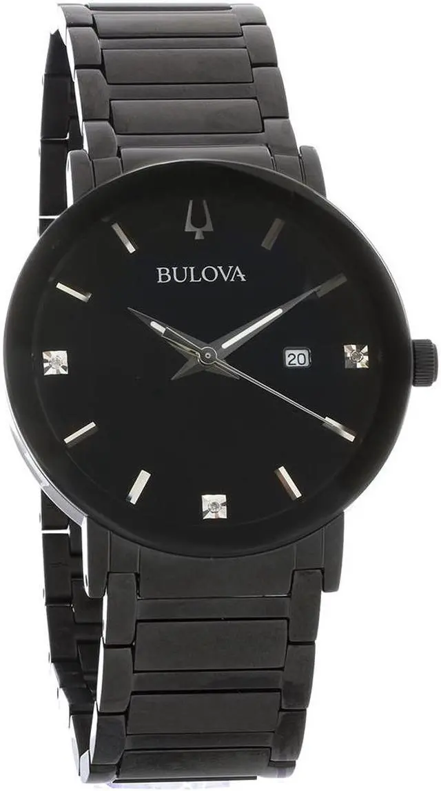 Main image of Bulova Mens Futuro Diamond Black ION Plated Steel Quartz Watch 98D144