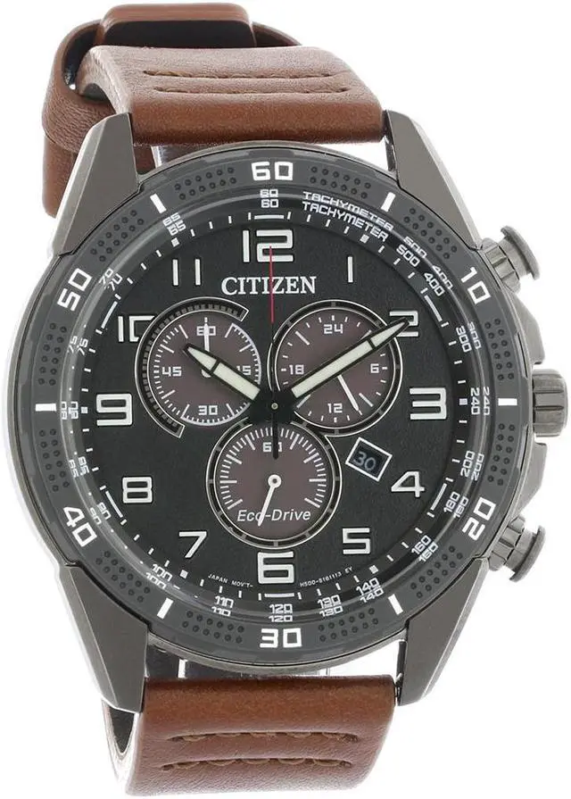 Alt view image 3 of 17 - Men's Citizen Eco-Drive Chronograph CHR Drive Brown Watch AT2447-01E