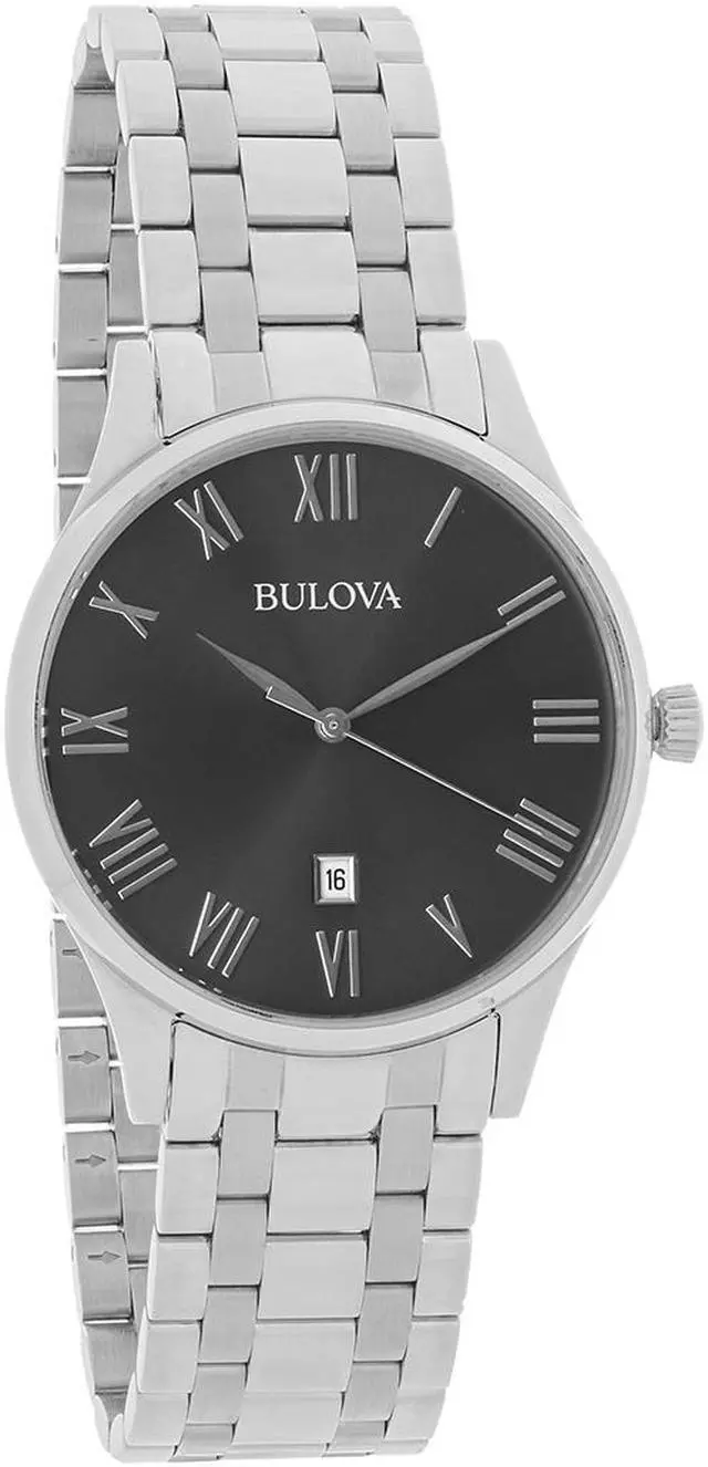 Alt view image 9 of 15 - Bulova Mens Charcoal Dial Stainless Steel Dress Quartz Watch 96B261