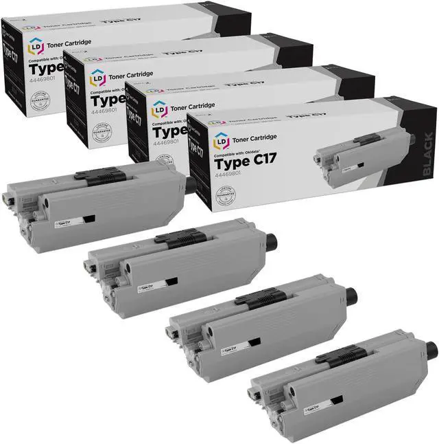 Main image of LD Products Compatible Toner Cartridge Replacement for Okidata 44469801 Type C17 (Black, 4-Pack)